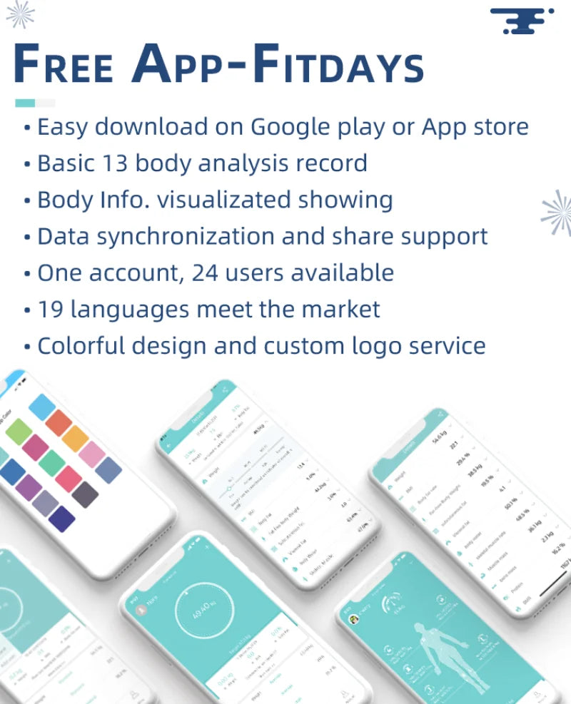 Fitdays Smart 8 Electrodes Body Fat Weight Scale