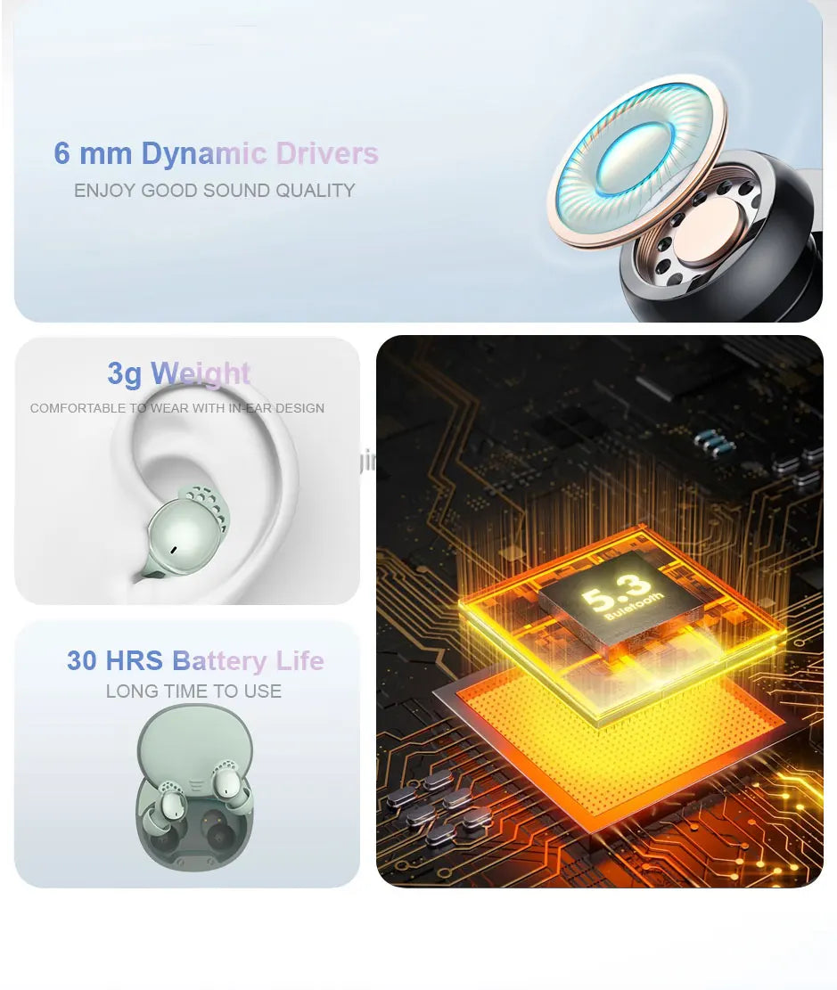 Sleep Earbuds for Side Sleepers Wireless Earbuds Comfortable Noise Blocking