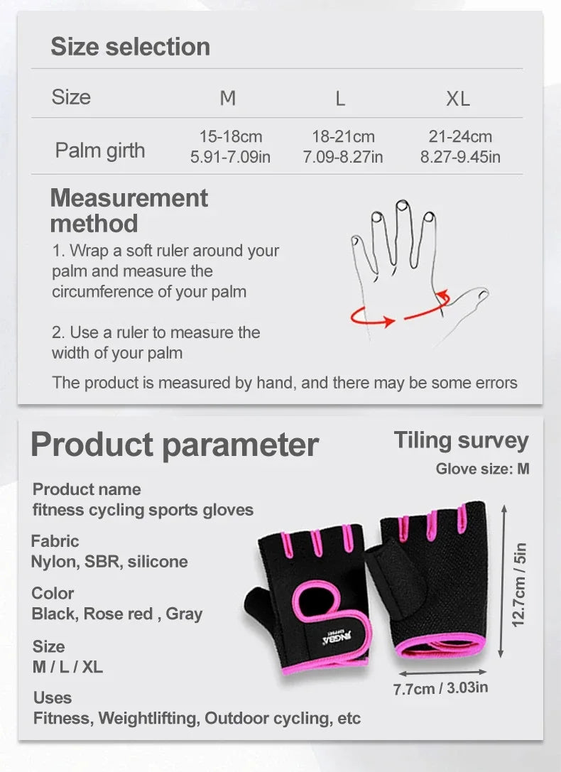 Fitness Half Finger Gloves Unisex Fitness Gym Weightlifting Exercise Gloves