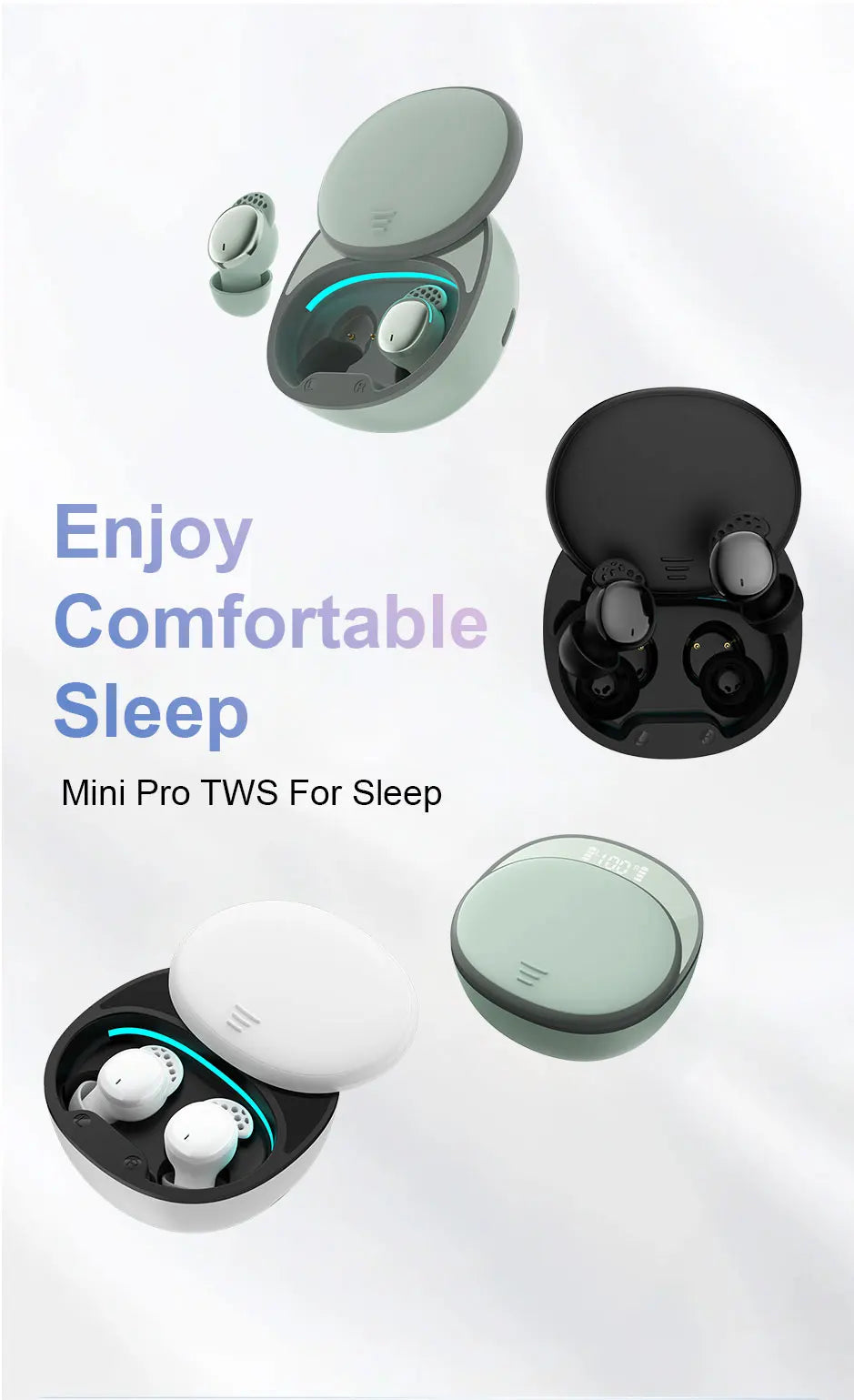 Sleep Earbuds for Side Sleepers Wireless Earbuds Comfortable Noise Blocking